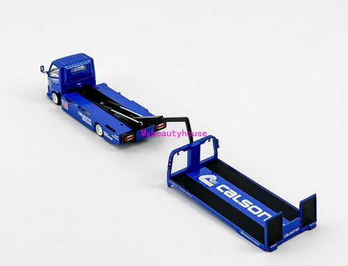 MT 1:64 Blue Calsonic H300 Flatbed Tow Truck Custom Model Diecast Metal Car - Picture 10 of 12