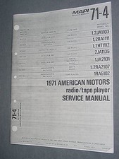 1971 American Motors Radiotape Player Service Manual Javelin Amx Gremlin Amc