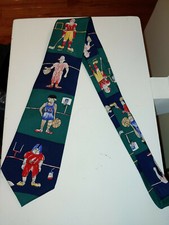 New Vtg Men Save the Children My Favorite Sports Themed Blue Neck tie Silk USA