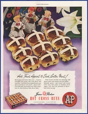 Vintage 1948 A&P Hot Cross Buns Super Markets A & P Store Ephemera 40's Print Ad