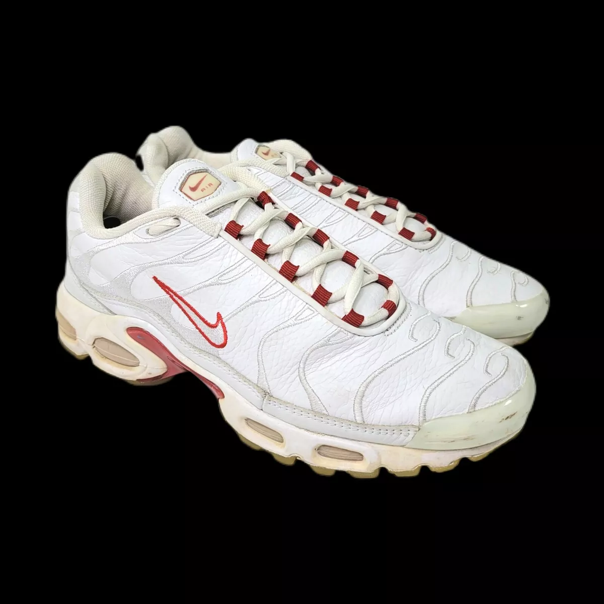 2001 Nike Air Max Plus TN Leather White Varsity Red Women s Size
