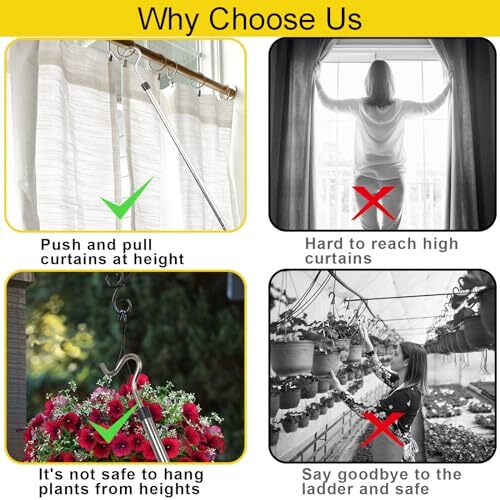 Closet Reacher Pole with Hook 51 Telescoping Long for Closet Rod Shelf