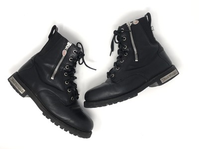 womens black combat boots with zipper