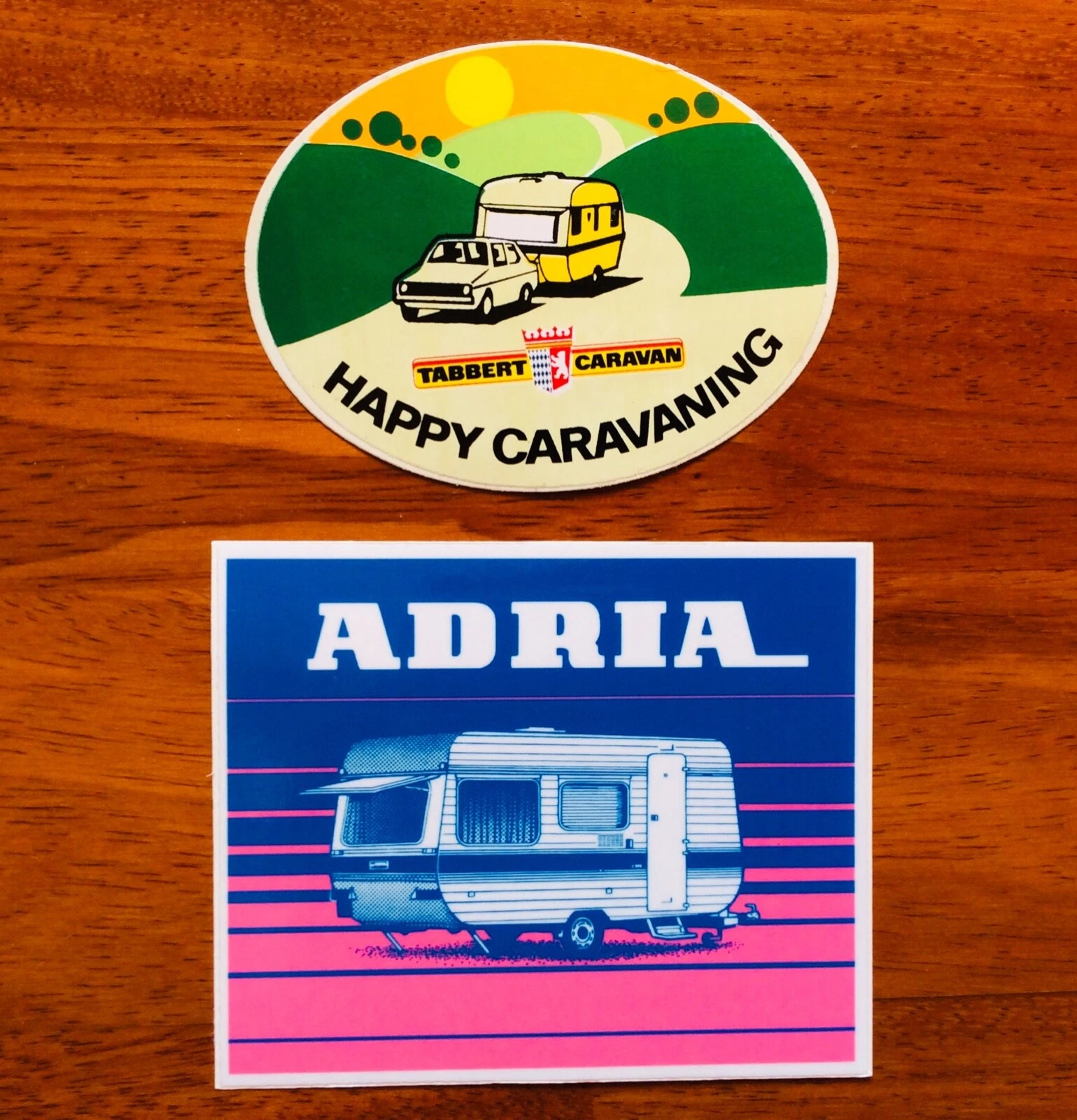 lot of 2 caravan sticker TABBERT and ADRIA camping retro CARAVANING vintage