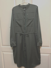 Banana Republic Ladies Olive Green Drawstring Long Sleeves Dress XL
