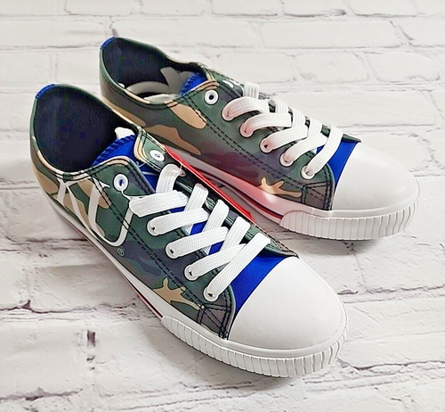 FOCO KU Kansas Jayhawks Womens Canvas Tennis Shoes Cammo Print - Size 11 - NEW - Picture 1 of 12