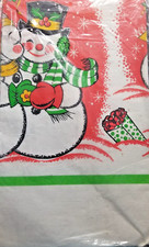 Vintage Snowman Table Cover Holiday Christmas 52" X 96" Paper Made in USA