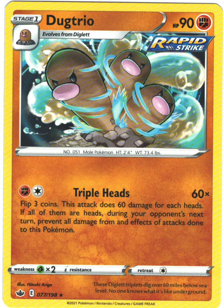 Dugtrio 77/198 Chilling Reign Regular Rare Pokemon Card Pokémon TCG 077/198