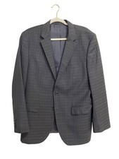 Hugo Boss Mens Gray Checkered Blazer Jacket 42R Made In Bulgaria