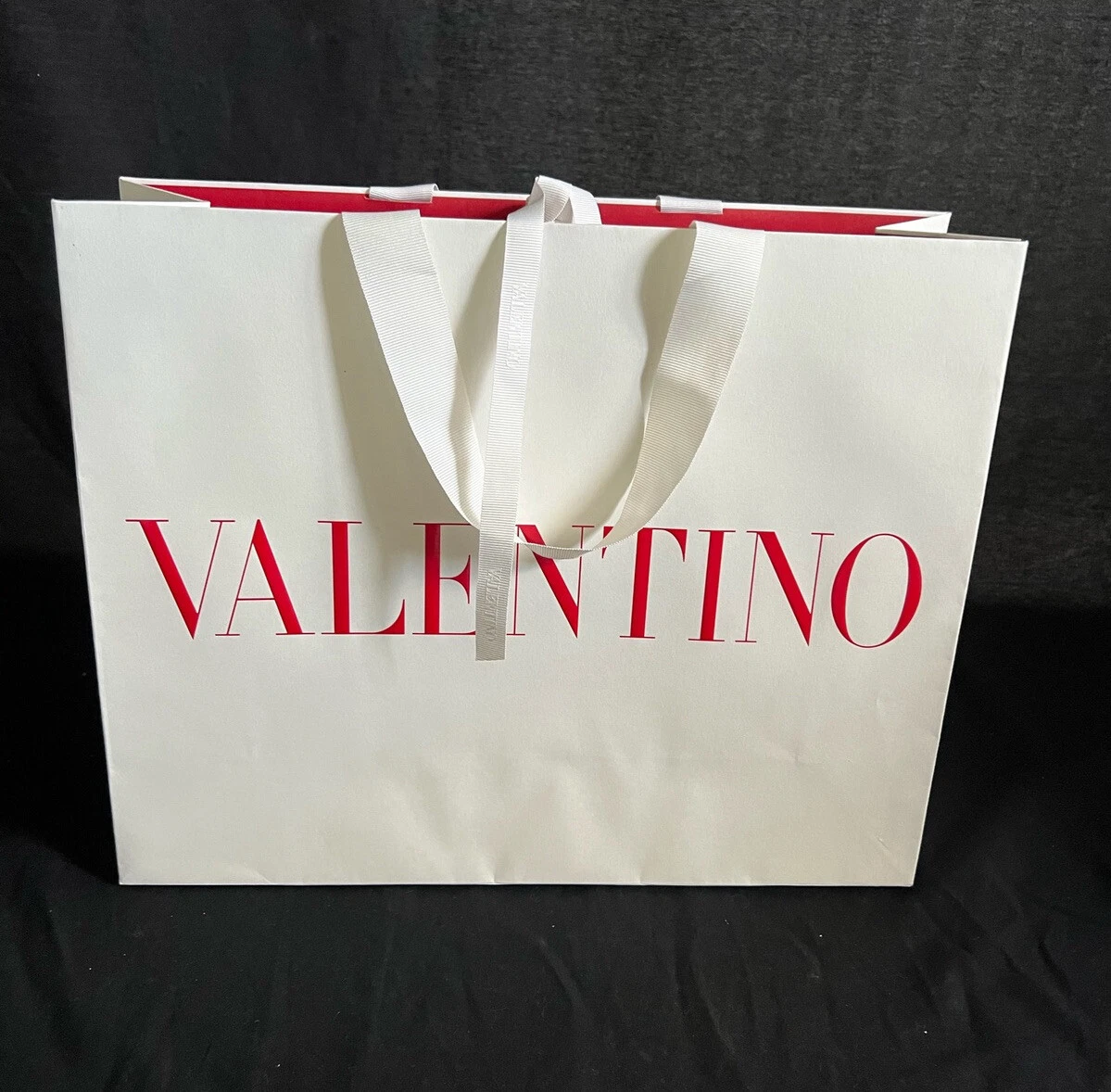 Valentino Reusable Paper Shopping Bag Gift Rope Handle Black 13