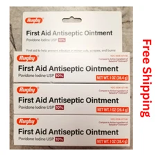 3 pack-Rugby Povidone Iodine 10% First Aid Ointment 1 oz