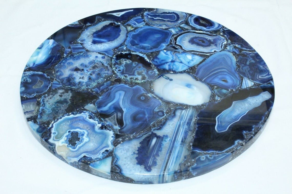12x12 Agate Coffee Table Top with Round Edge for Stylish Decor