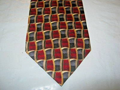 Enrico Rossini Silk Tie red blue gold white 58 x 3.75 Necktie 15428