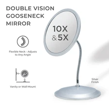 Zadro Gooseneck Makeup Mirror with 10X/5X Magnifications & Wall Mount Attachment