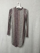 Love Cameron LA Long Sleeve Floral Print Dress - Stretch Mini Bodycon - Size S