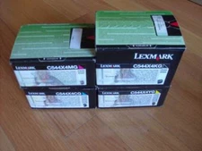 SET 4 GENUINE LEXMARK C544 XTRA HI-YLD TONER C544X4CG C544X4YG C544X4MG C544X4KG