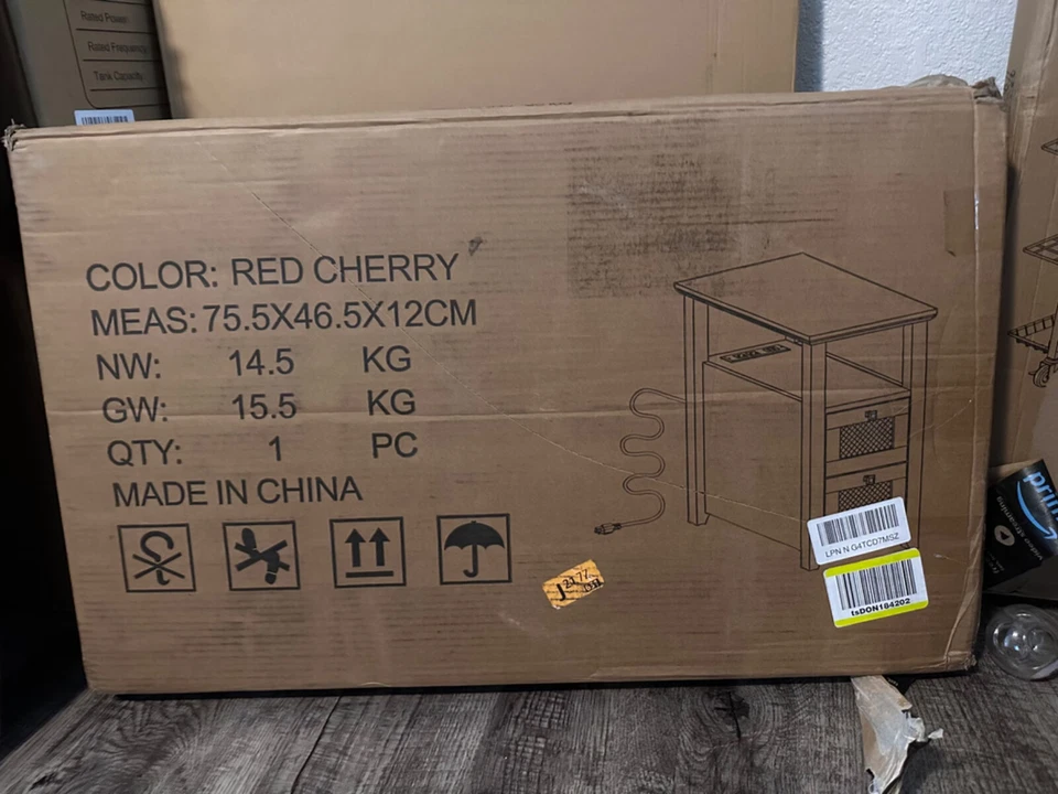 Farmhouse XXL End Table with Charging Station, Narrow Side Table with USB Ports - Image 2 of 2