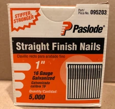 (BOX OF 5000) Paslode Galvanized Straight Finish Nails 1” Inch 16 Ga 095203