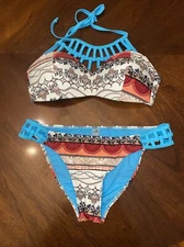 Ladies Tinibikini 2 Piece Swimsuit Colorful Size Large