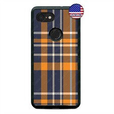 Google Pixel 3 3XL 2XL Retro Plaid Design Fabric Tartan Hard Custom Case Cover