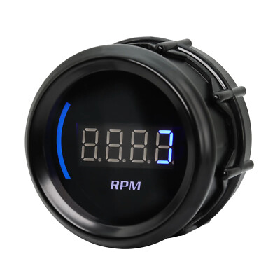 2'' 52mm Tachometer Gauge Digital Blue LED 0-9000 RPM Meter Car 1-8 Cylinders 12V