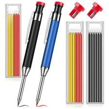 2X Long Nose Deep Hole Mechanical Woodworking Carpenter Pencils with 18 Refills