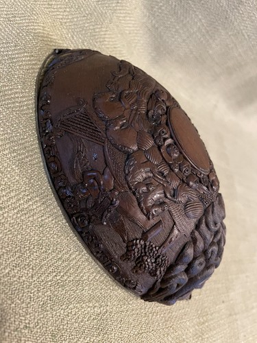 Antigua copa de coco de marinero, neptuno tallada arte popular colonial británico georgiano - Imagen 8 de 12