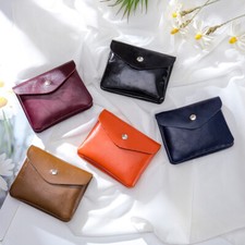 Soft Genuine Leather Zipper Coin Purse Double Pouch Change Holder for Men Women