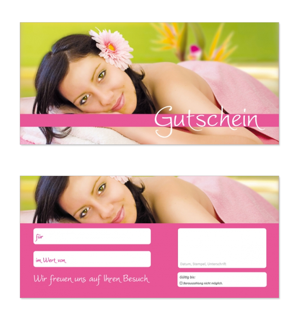 100 x Geschenk Gutscheine - Gutscheinkarte - (Wellness-630) Massage Entspannung