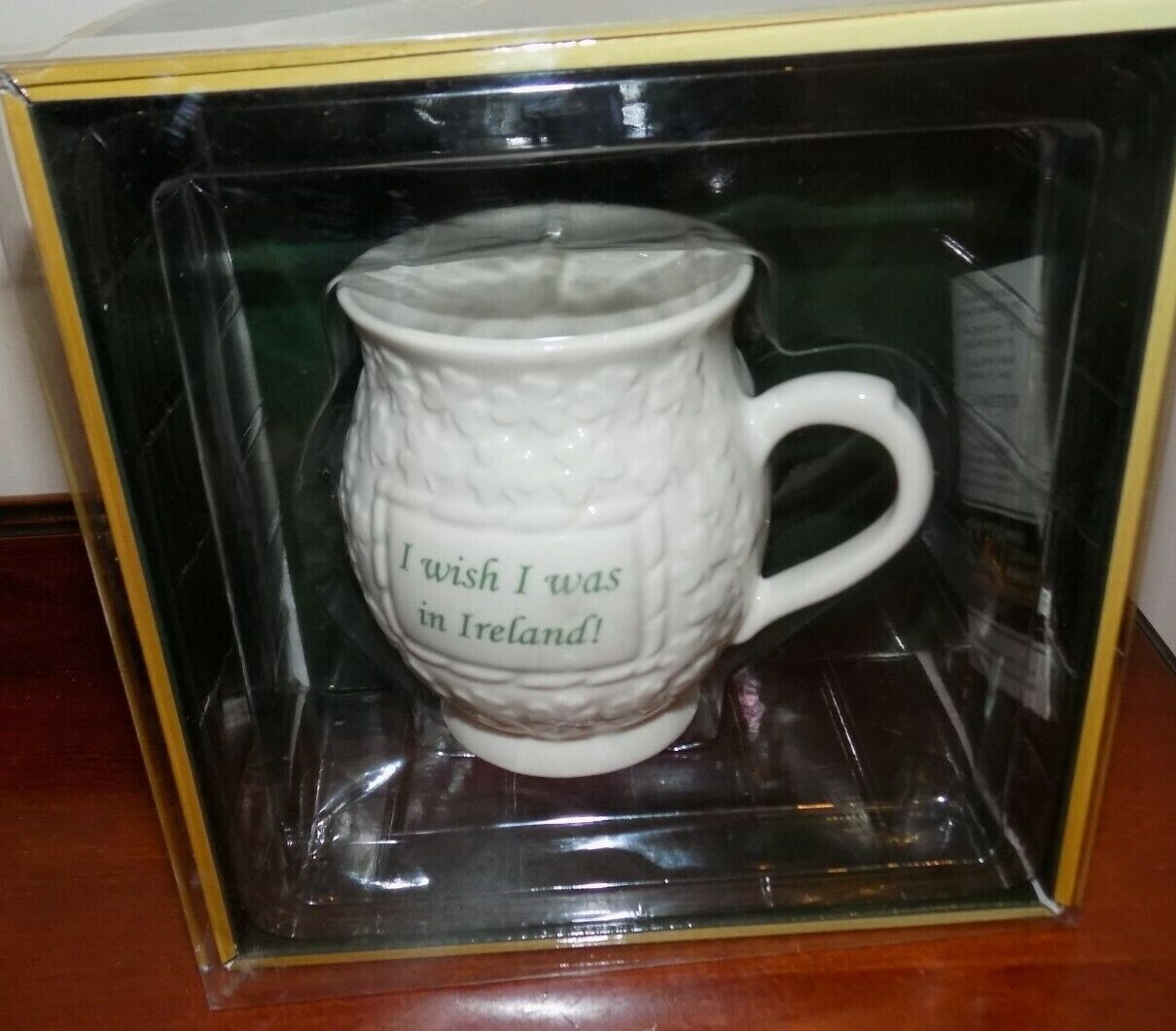 BELLEEK POTTERY MUG  ""I WISH I WAS IN IRELAND""  45079  NEW