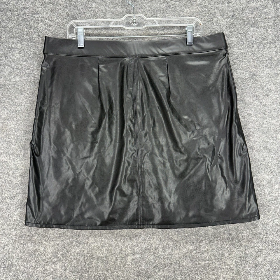 Falda Maurices Mujer 16 Cuero Negro Línea A Midi Tiro Medio Tirar Bolsillos Foto 2 de 4