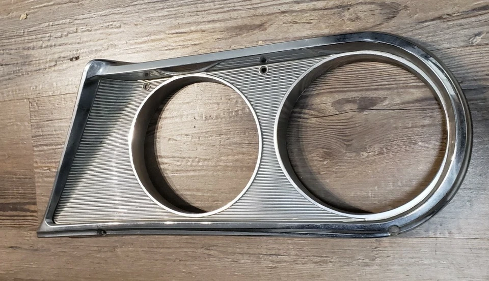 1964 Mopar Chrysler Newport New Yorker chrome Headlight Trim Bezel Left oem - Image 3 of 4