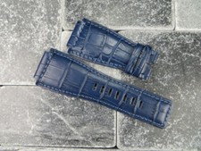 24mm Bell  Ross Leather Strap I Navy Blue Watch Band for BR-01 BR-03 BR Blue x1