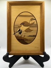 HUDSON RIVER WOOD INLAY PINTAIL DUCK BY NELSON PICTURE 10  x7 FRAMED