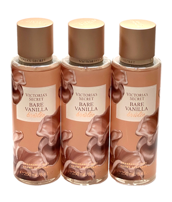 NEW 3 VICTORIA'S SECRET BARE VANILLA BRULEE FRAGRANCE MIST BODY
