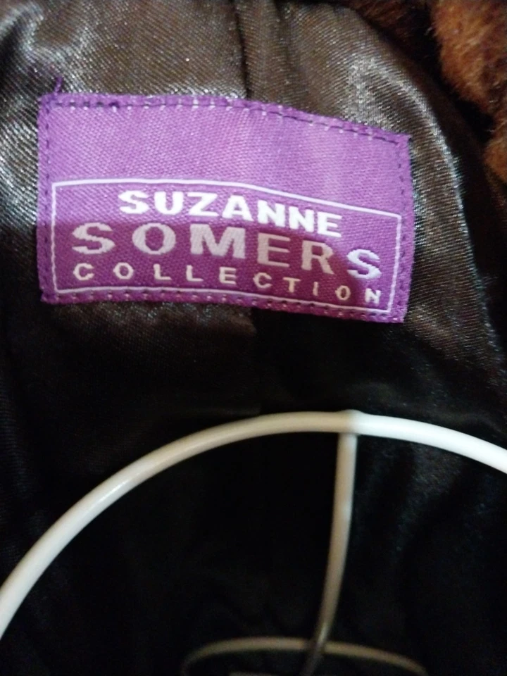 Chaqueta larga para mujer Suzanne Somers marrón manga larga talla pequeña vintage fundente f Foto 4 de 4