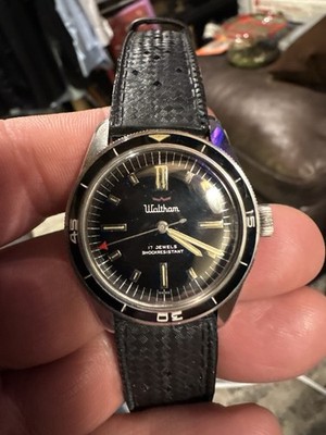 Waltham Blancpain Bathyscaphe Dive Watch Original Strap Bakelite Bezel - Rare