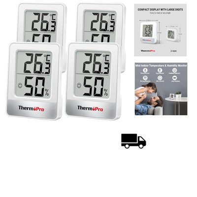 ThermoPro TP49W 4 Digitales Mini Thermo Hygrometer Temperatur Luftfeuchtigkeit
