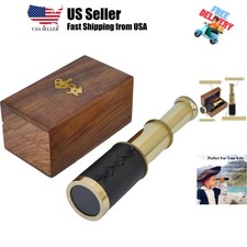 6" inch Handheld Brass Telescope with Wooden Box - Pirate Navigation.