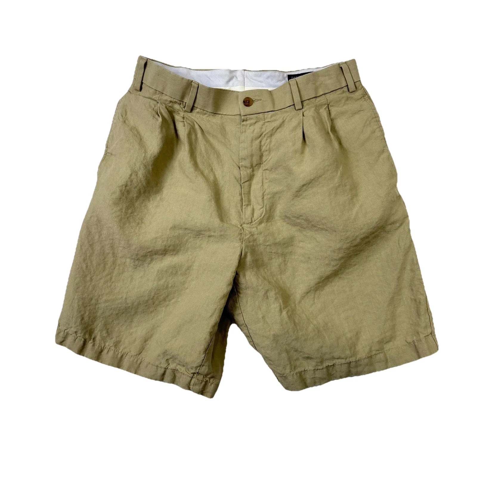 Daniel Cremieux Classic Mens Golf Linen Shorts 33 Khaki Monaco 8” Inseam