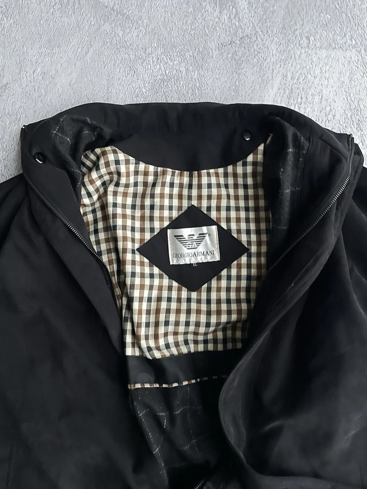 Vintage! Jacket Full Zip Giorgio Armani Coat Silk Wool Men’s Black - Image 3 of 4