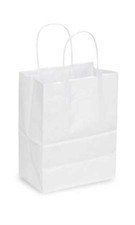 SSWBasics Medium White Kraft Paper Shopping Bags - Case of 25 Paper Bags-Bulk
