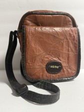 Vintage Rustic Brown 100 Leather Camera Bag With Strap 2 Pockets