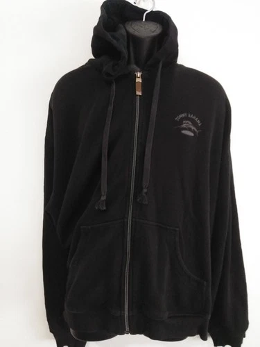 Tommy Bahama Full Zip Hooded Sweatshirt Men's XXL Black Relaxed Fit Long Sleeve