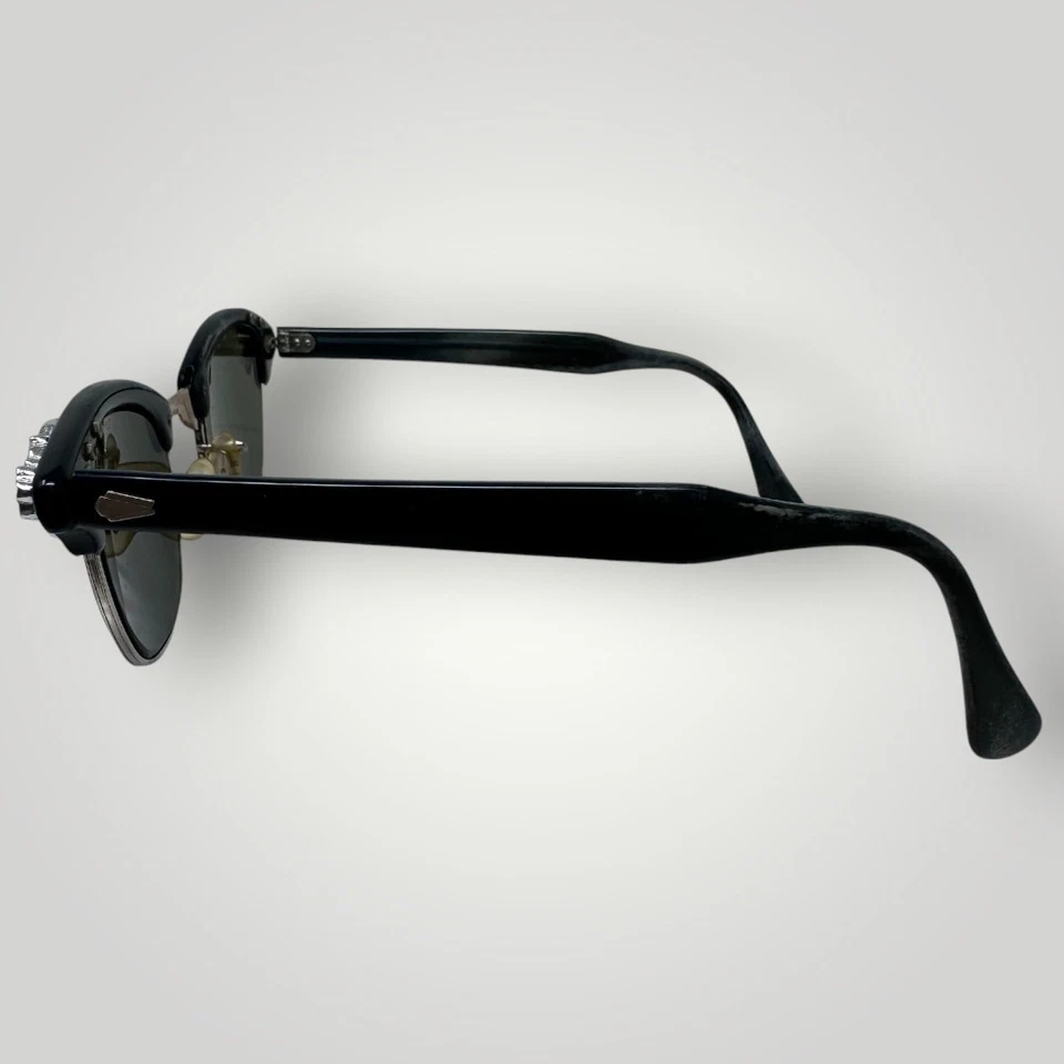 Gafas de sol Riso de colección años 40 negras ojo de gato gafas diamante 5,5 12k oro relleno Foto 3 de 4