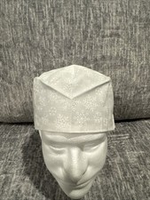 Scrub Cap Christmas White on White Snowflake