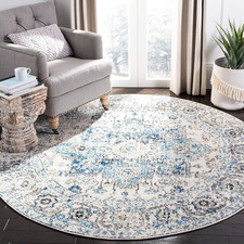 Madison Collection Area Rug - 4' Round, Turquoise & Ivory, Snowflake Medallion D
