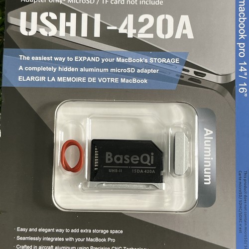 BaseQi aluminum microSD Adapter for MacBook Pro 14/16" - Free Post - Picture 2 of 3