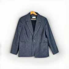 Fella Hamilton Blazer Size 12 Grey Denim Look Tailored Suit Jacket Workwear