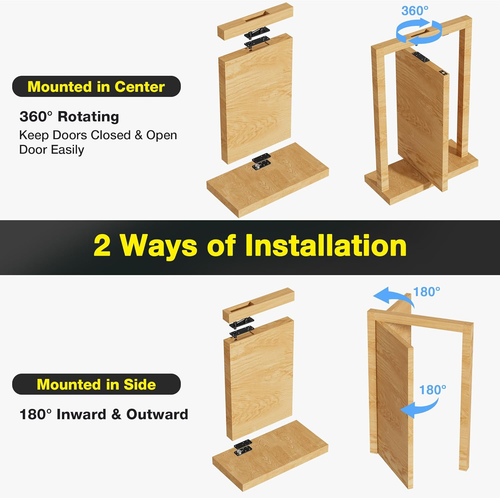 Hidden Door Hinge, 620LBS Load-Bearing Heavy Duty Stainless Steel Pivot Hinge, D - Picture 5 of 7